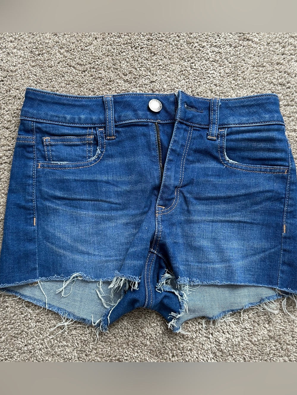 American Eagle Outfitters Blue Frayed Hem Denim Shorts